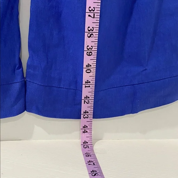 Level 99 Anthropologie Blue Linen Blend Wide Leg Trousers Size 29 - Picture 7 of 15